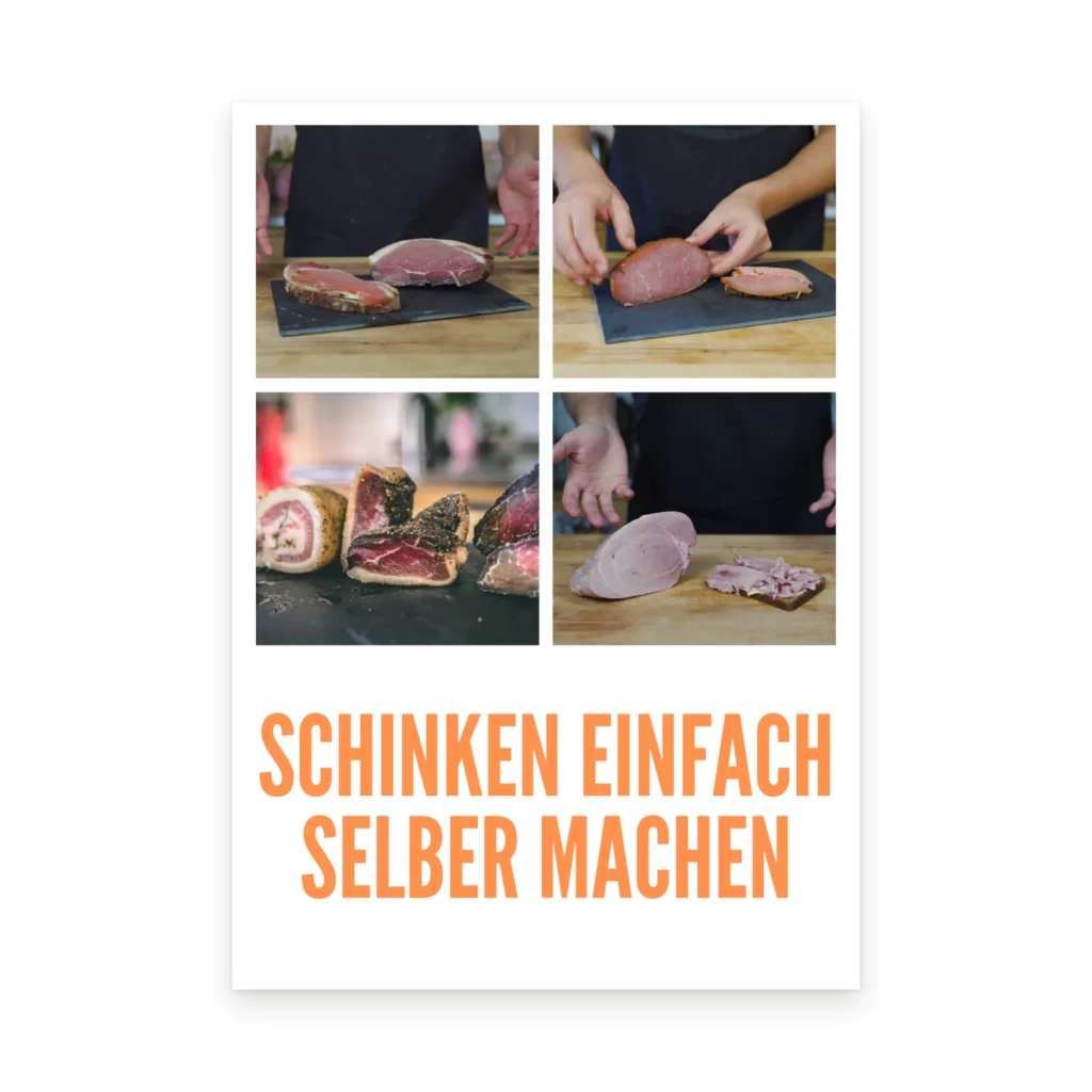 Das Buch „Schinken einfach selber machen“ von Daniel Wulf, gedruckte Ausgabe, Titelseite.